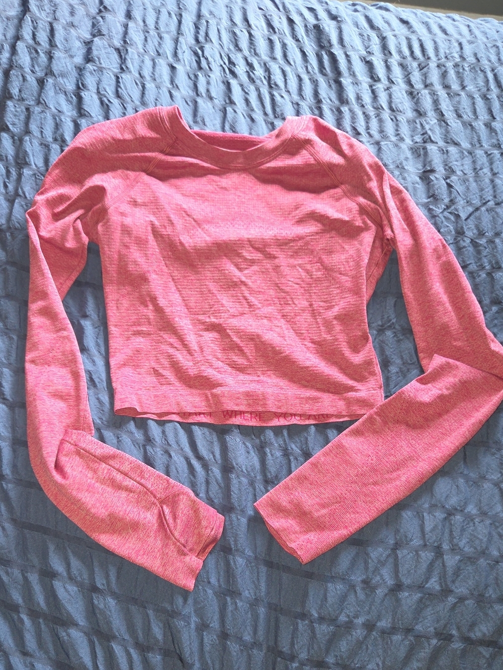 lululemon athletica Heathered Pink Long-Sleeve Crop Top
